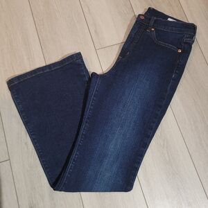 GAP 70's Flare High Rise Dark Wash Cotton Blend Denim Jeans Size 29 Standard